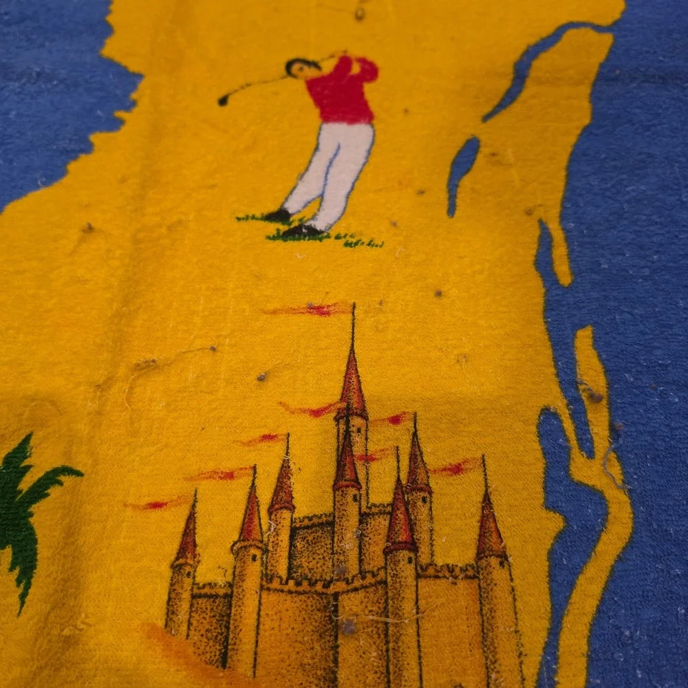 Vintage Kel-Tex Karsten Florida Souvenir Beach Towel Map Graphic Cotton Brazil